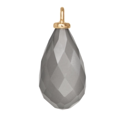 Vedhæng med grå månesten fac.dråbe 18 kt. guld 12x7mm(1 stk) - Vedhæng til øreringe