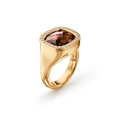 Cushion ring med røgkvarts 0,30 ct. - Cushion