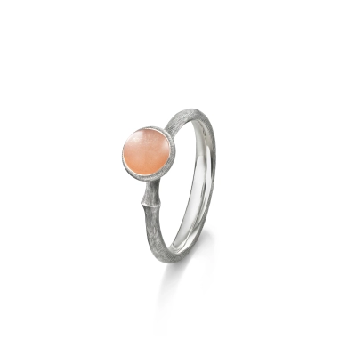 Lotus ring 0 med blush månesten - Silver Collections