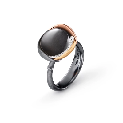 Lotus ring 3 med grå månesten - Silver Collections