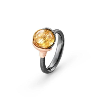 Lotus ring 1 med rutilkvarts - Silver Collections