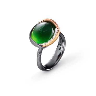 Lotus ring 3 med serpentin - Silver Collections