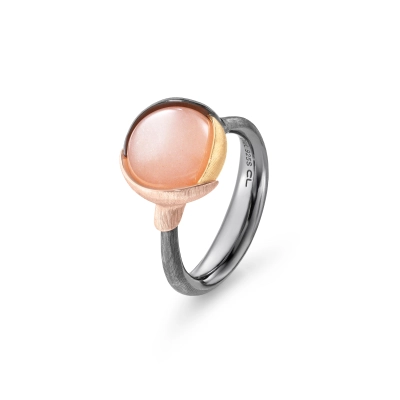 Lotus ring 2 med blush månesten - Silver Collections
