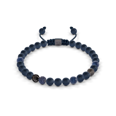 6 mm Non-Braided Bracelet, blå safir, 18 kt. hvidguld - Shamballa Jewels