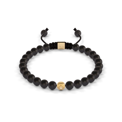 6 mm Non-Braided Bracelet, 18 kt. guld med sort keramik - Beaded Bracelet