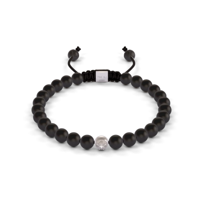 6 mm Non-Braided Bracelet, 18 kt. hvidguld med sort keramik - Shamballa Jewels