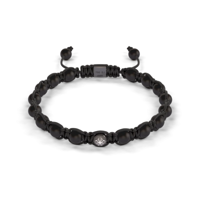 6 mm Braided Bracelet, 18 kt. hvidguld med sort keramik - Shamballa Jewels