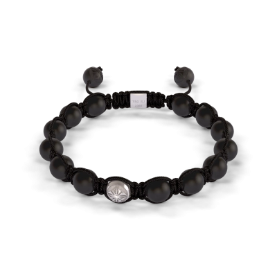 8 mm Braided Bracelet, 18 kt. hvidguld med sort keramik - Beaded Bracelet