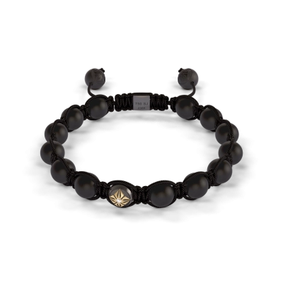 8 mm Braided Bracelet, 18 kt. sort. rhod. guld med sort keramik - Beaded Bracelet