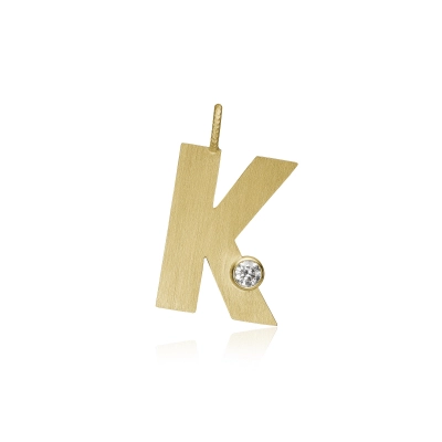 Letter K single vedhæng Stor 0,13 ct. - Dulong Fine Jewelry