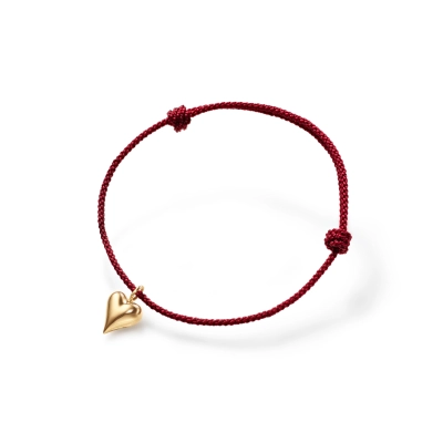 Connected Hjerte charm/ rød snor - Smykker