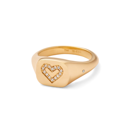 Signet Heart diamantring solid, 0,045ct. - Signet ringe